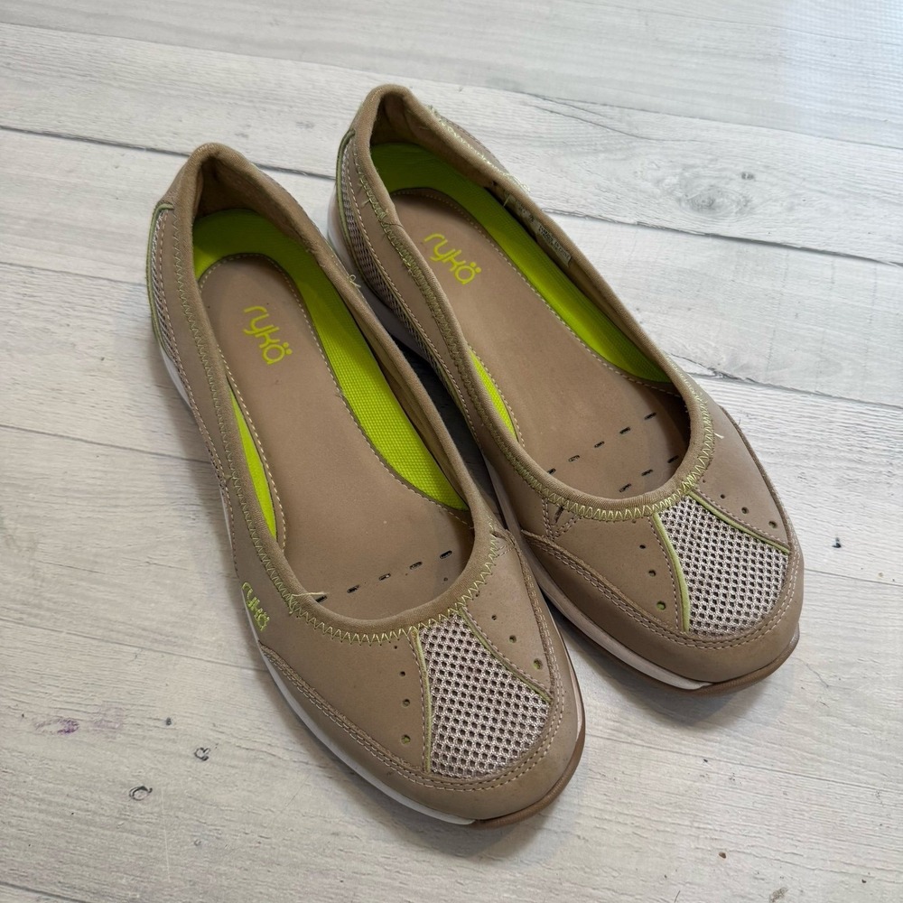 Ryka Women's tan Tensile Ballet Flat Slip-on‎ Comfort Shoes Size 9